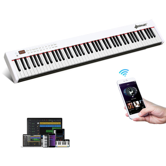 Infans Full Size 88-Key Piano Keyboard, Semi-weighted Digital Piano w/2 Speakers White