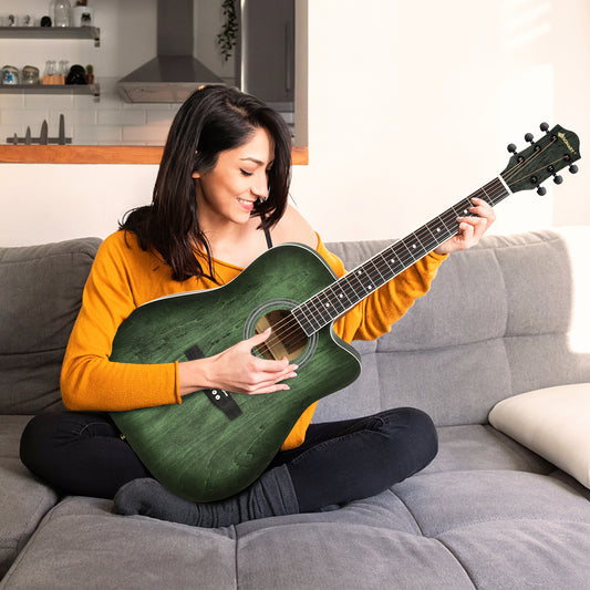 Infans 41 inch Full Size Dreadnought Cutaway Acoustic Guitar Kit Beginner Guitarra Green