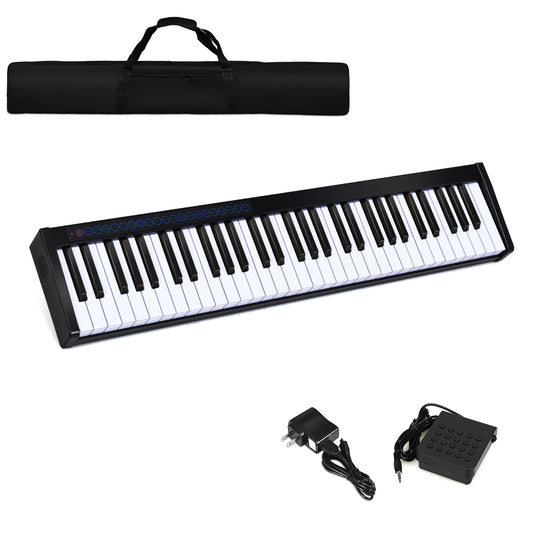 Infans 61 Key Digital Piano Portable MIDI Keyboard w/ Pedal & Bag Black