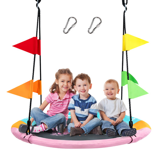 Infans 40 inch Flying Saucer Tree Swing Indoor Outdoor Swing Play Set w/Hanging Strap Horse
