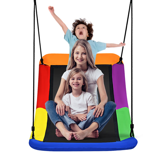 Infans 32 inch x 60 inch Large Tree Swing, Outdoor Swing Made of Oxford Fabric & PP Cloth & Steel Multi-Color