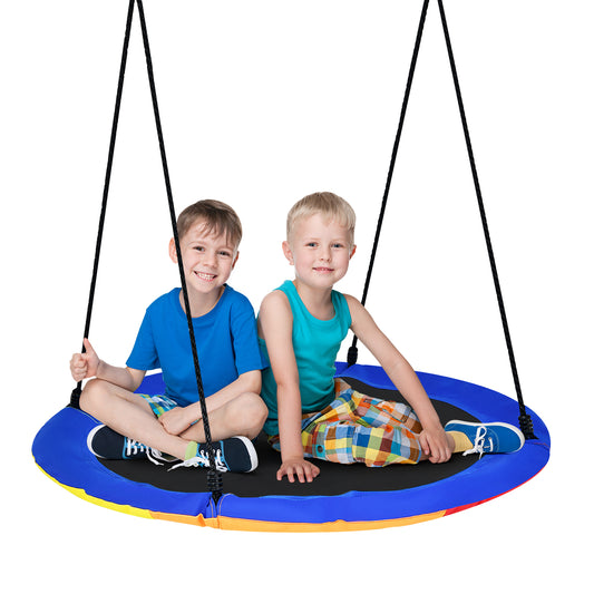 Infans 40 inch Flying Saucer Tree Swing for Kids Round Tree Swing for Outdoor Blue