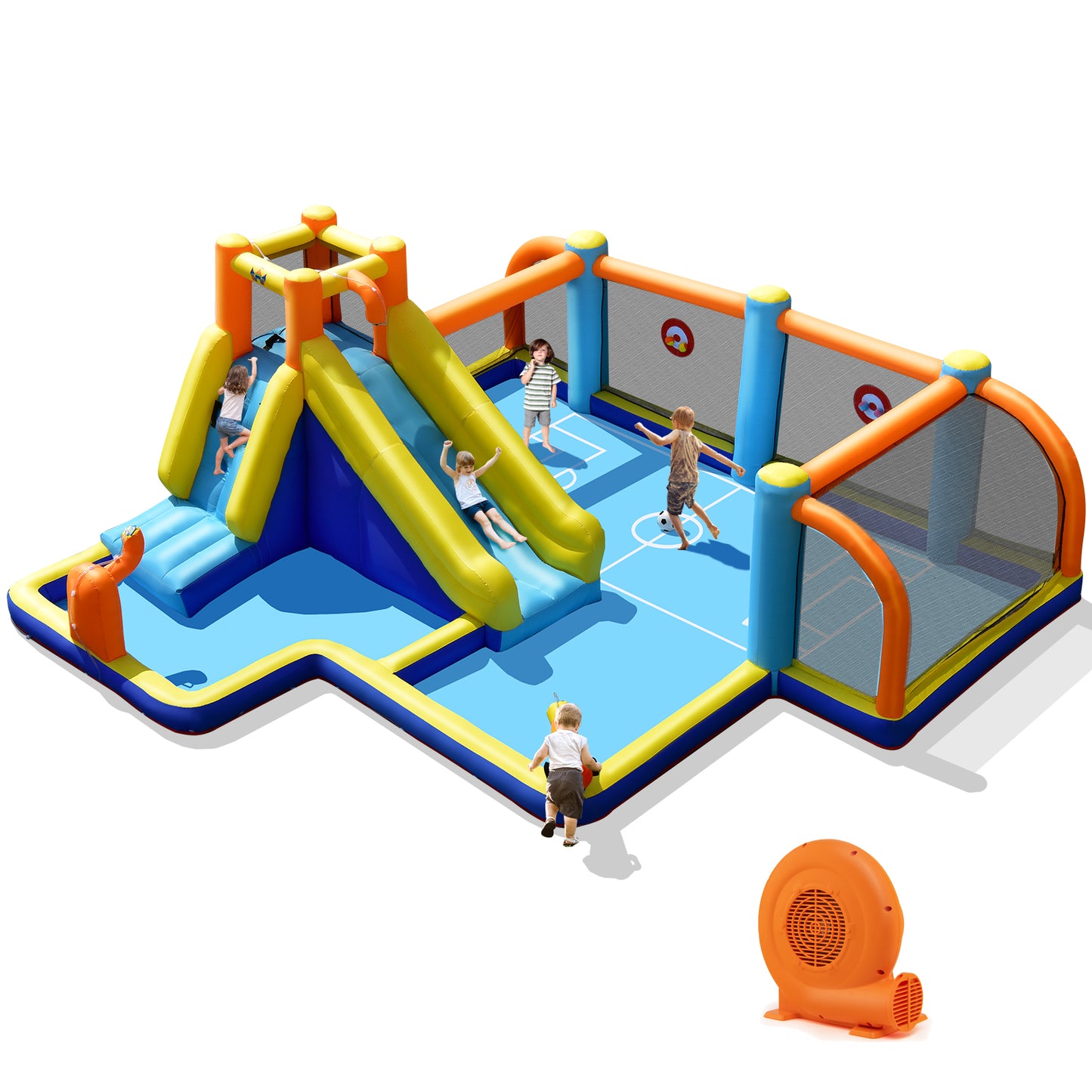 Infans Soccer-Themed Inflatable Water Slide Bouncer Splash Pool With 750W Blower