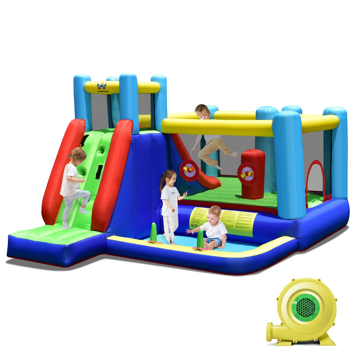 Infans Inflatable Bounce House 8-in-1 Kids Inflatable Slide Bouncer (With 735W Blower)