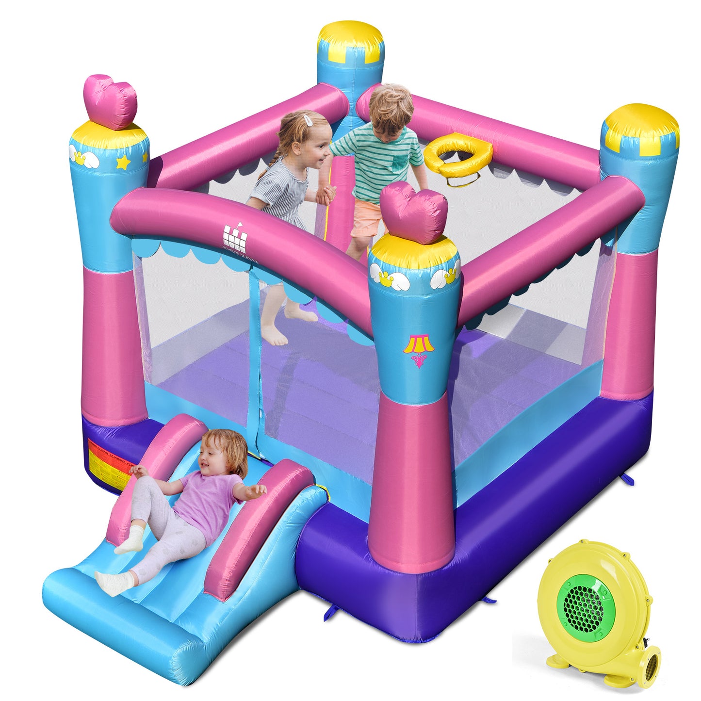 Infans Inflatable Bounce House 3-in-1 Princess Theme Inflatable Castle w/ 480W Blower