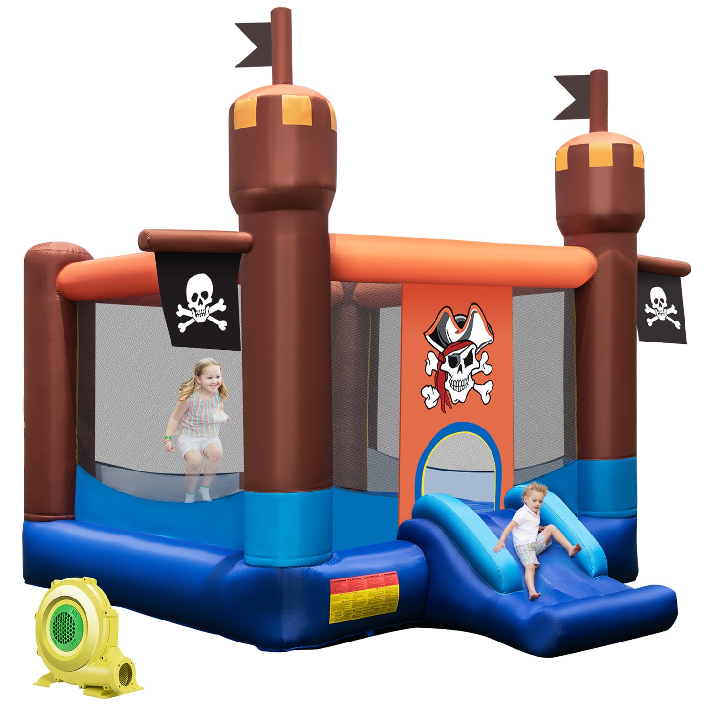 Infans Pirate Themed Inflatable Bounce Castle with Large Jumping Area & 735W Blower
