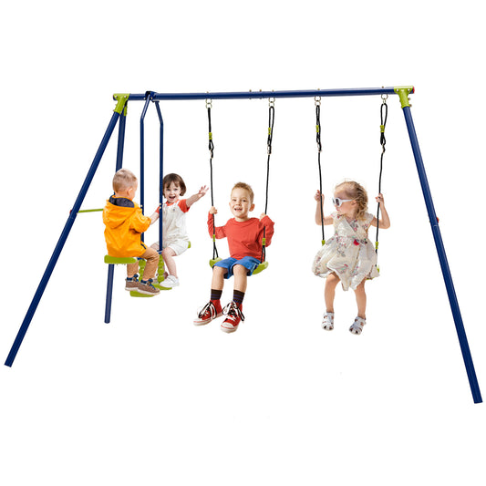 Infans 440 lbs Swing Set 2-in-1 Kids Swing Stand w/Two Swings & One Glider for Backyard