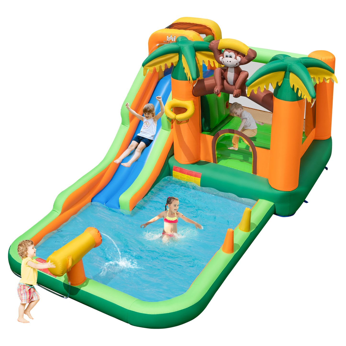 Infans Inflatable Water Slide Park Monkey Bounce House Splash Pool without Blower