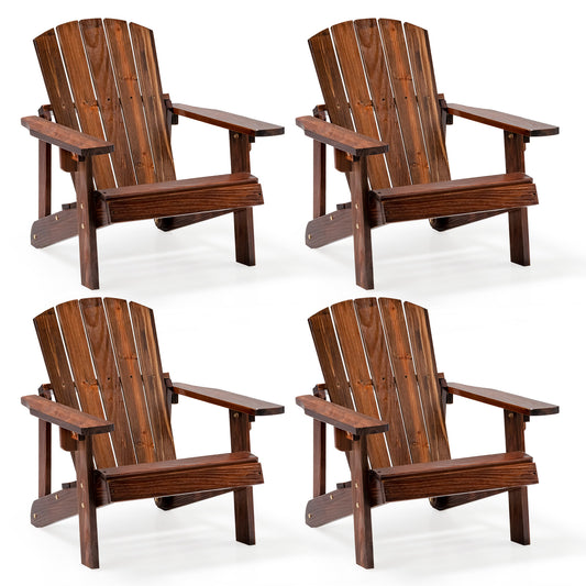 Infans Set of 4 Kid's Adirondack Chair Patio Wood High Backrest Arm Rest Outdoor Coffee