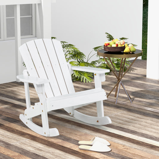 Infans Kid Adirondack Rocking Chair Outdoor Solid Wood Slatted seat Backrest White