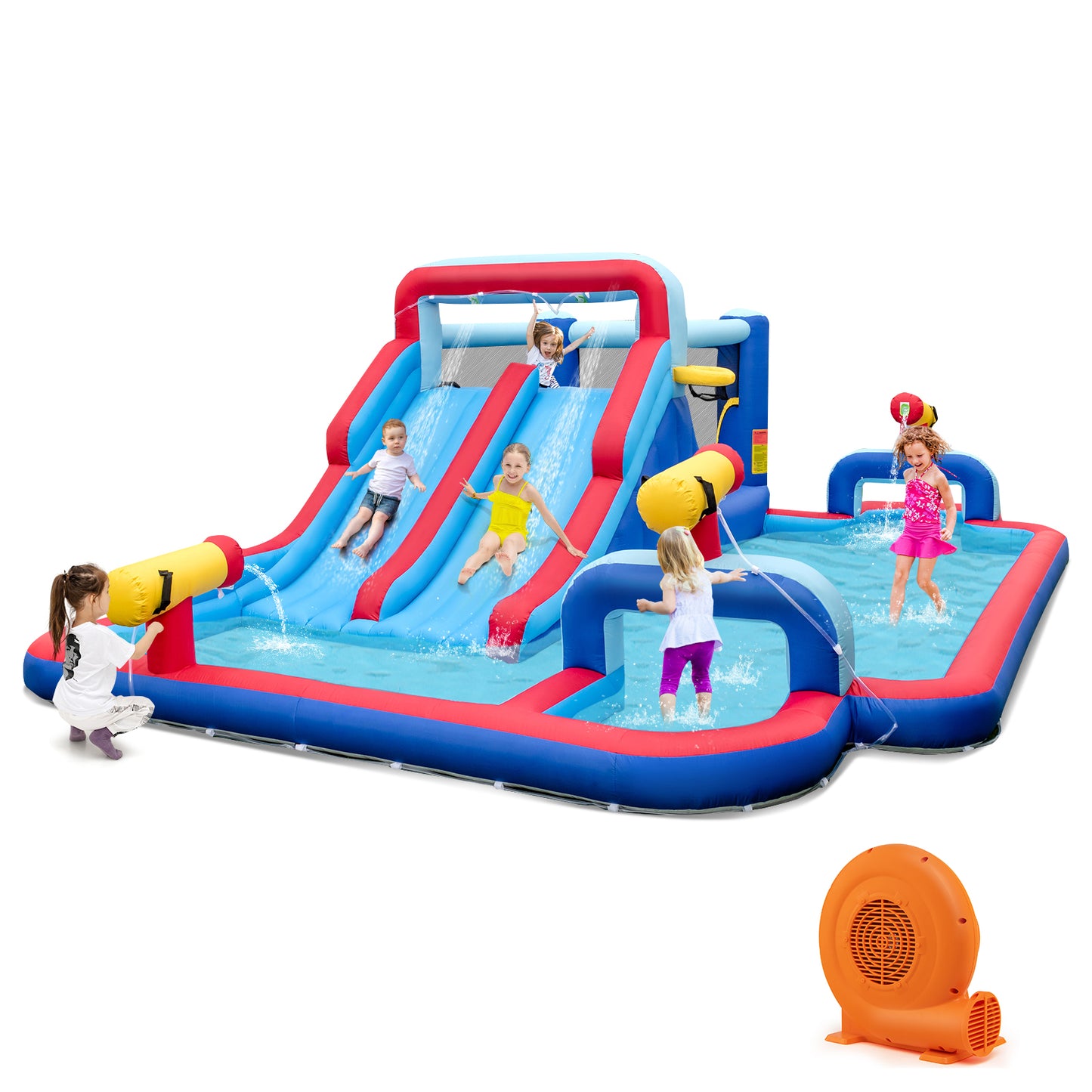Infans Inflatable Water Slide Park Kids Bounce House Climbing Jumping with 750W Blower