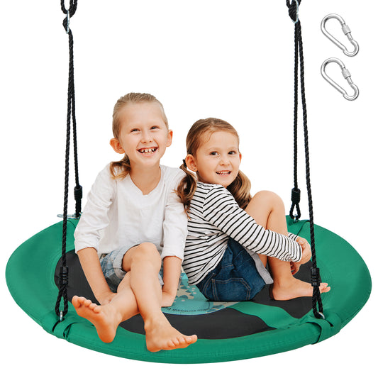 Infans 40 inch Saucer Tree Swing w/ Adjustable Hanging Ropes for Backyard or Outdoor Green