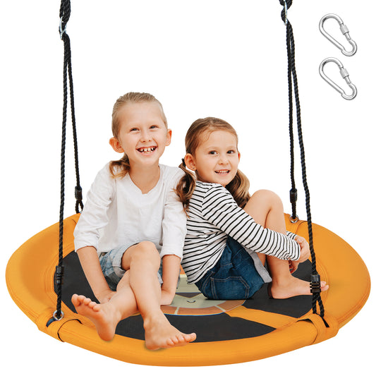 Infans 40 inch Saucer Tree Swing w/ Adjustable Hanging Ropes for Backyard or Outdoor Yellow