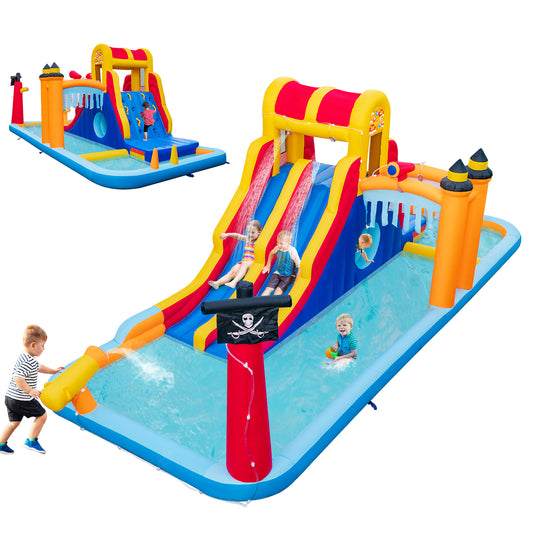 Infans Inflatable Water Slide 6-In-1 Kids Water Park with Dual Slides Blower Excluded