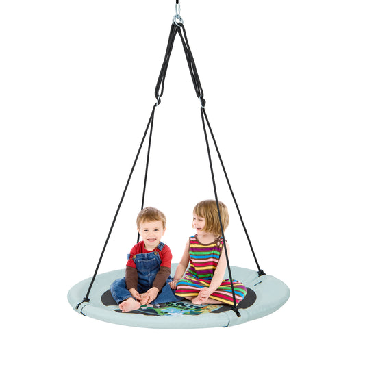 Infans 40inch Saucer Tree Swing with Adjustable Hanging Ropes Necessary Hardware for KidsGreen + Black