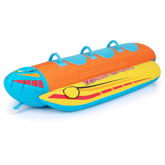 Infans 3-Person Inflatable Banana Boat w/ Boating & Water Sports 3 EVA-padded Seats