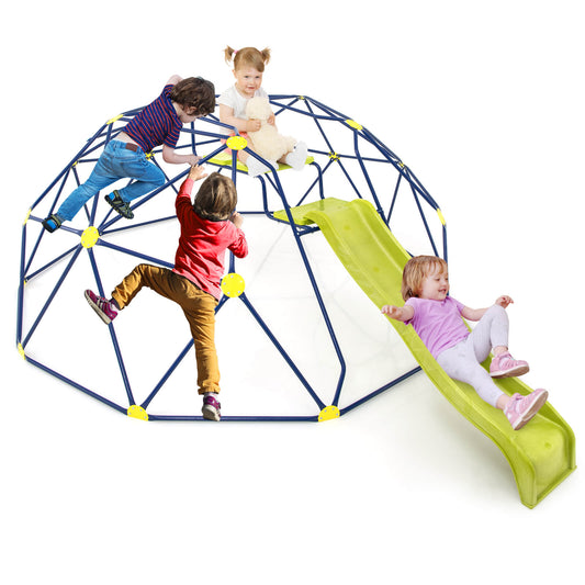 Infans 13.3 FT Climbing Dome Geometric Dome Climber with Extended Wavy Slide