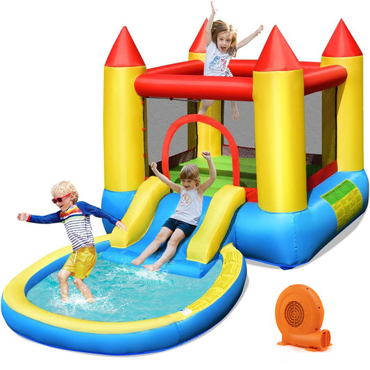 Infans Inflatable Bounce House Kids Slide Jumping Castle Bouncer w/Pool and 550W Blower