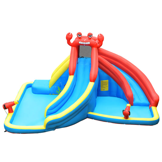 Infans Inflatable Water Slide Crab Dual Slide Bounce House Splash Pool W/ 950W Blower