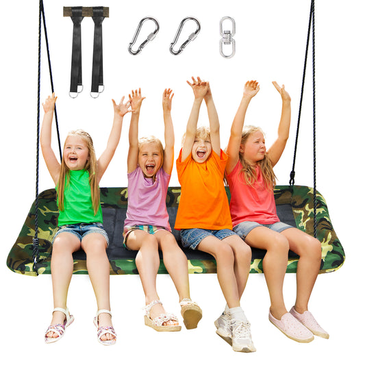 Infans 700lb Giant 60 inch Platform Tree Swing Outdoor w/ 2 Hanging Strap Camo Green