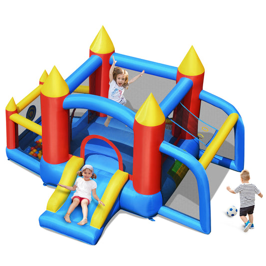 Infans Kid Inflatable Bounce House Slide Jumping Castle w/Soccer Goal Ball Pit & Blower