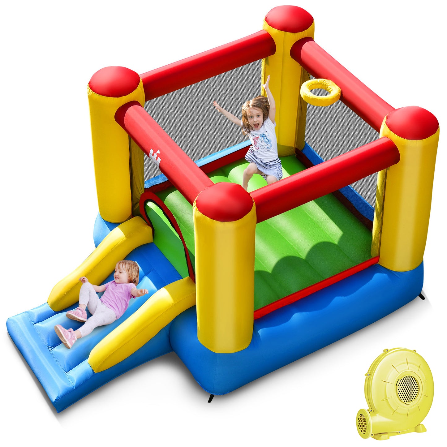 Infans Inflatable Bouncer Kids Slide Bounce House for Indoor Outdoor with 350W Blower