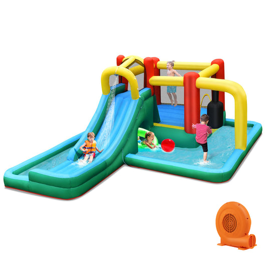 Infans Slide Water Park Climbing Bouncer Pendulum Tunnel Game with 750W Blower