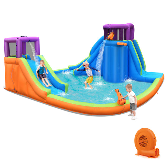 Infans Bountech 6 in 1 Inflatable Dual Slide Water Park Climbing Bouncer W/ 750W Blower