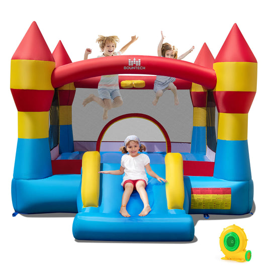 Infans 3-in-1 Kids Bouncer w/Slide Large Jumping Area & Basketball Hoop w/ 480W Blower