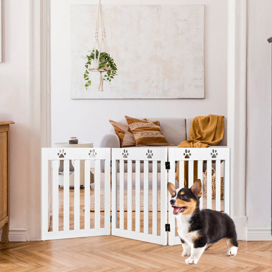 Infans 24 inch Folding Wooden Freestanding Dog Gate Pet Gate W/360?? Flexible Hinge