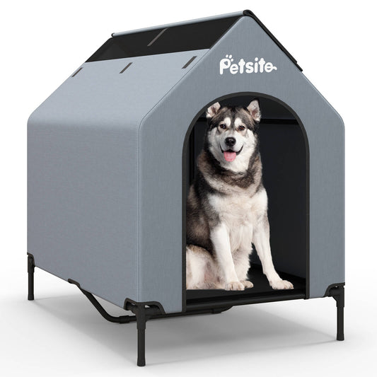 Infans 43inch Elevated Dog House for Medium Breeds Large Pet House w/ Ventilated Windows