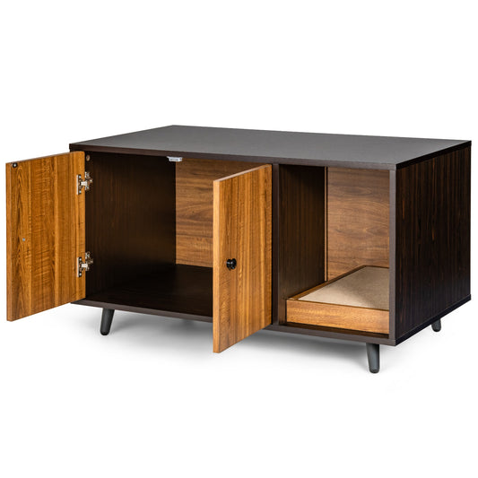 Infans Cat Litter Box Enclosure Cat Washroom Hidden Litter Box Enclosure Coffee