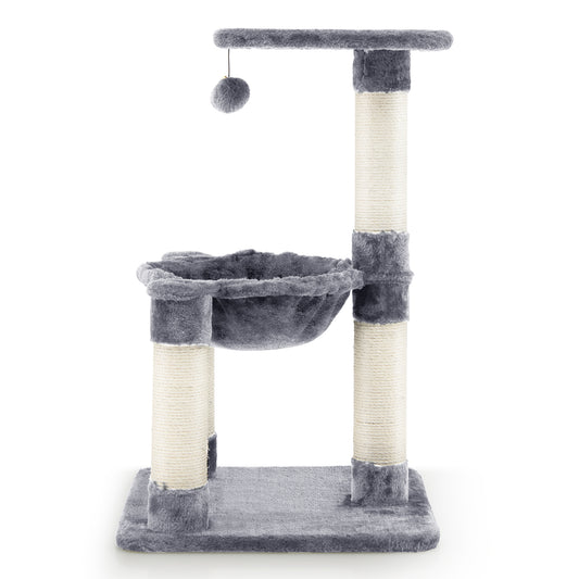 Infans Cat Tree Multi-Level Cat Tower w/ Scratching Posts & Cat Hammock Grey