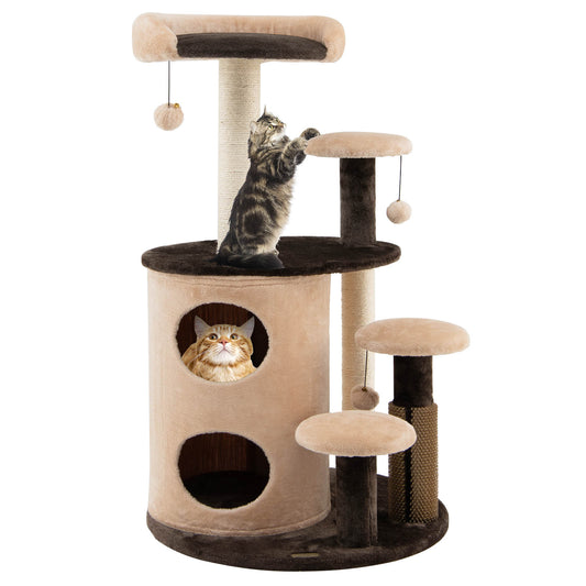 Infans 40 inch Cat Tree Tower Multi-Level Activity Tree with 2-Tier Cat-Hole Condo Coffee