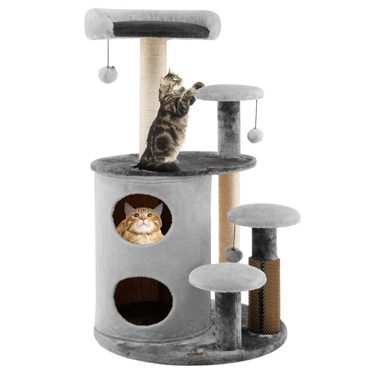 Infans 40 inch Cat Tree Tower Multi-Level Activity Tree with 2-Tier Cat-Hole Condo Grey