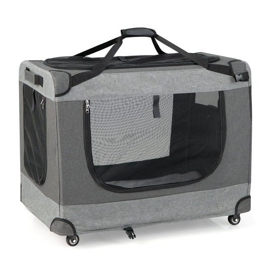 Infans Extra Large Portable Folding Dog Soft Crate w/ 4 Lockable Wheels Cat Carrier