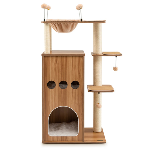 Infans 52 inch Modern Cat Tree Tower Multi-level Cat Play Center w/Deluxe Hammock Natural