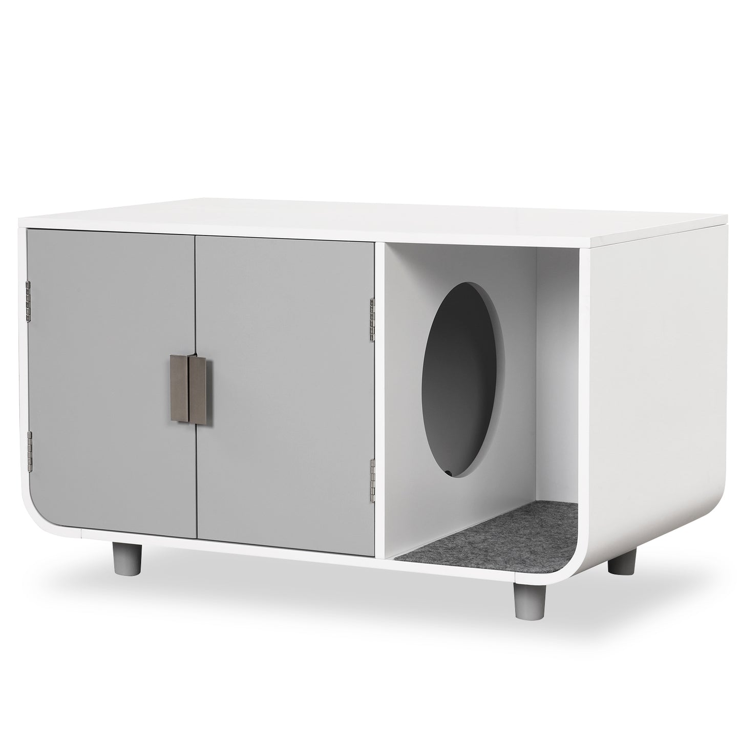 Infans Cat Litter Box Enclosure Furniture Hidden Cat Washroom with Rubber Wood Legs
