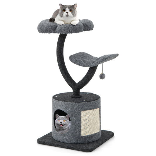 Infans 35 inch Cat Tree Tower 3-Layer Activity Center w/ Sisal Scratching Board & 2 Perches