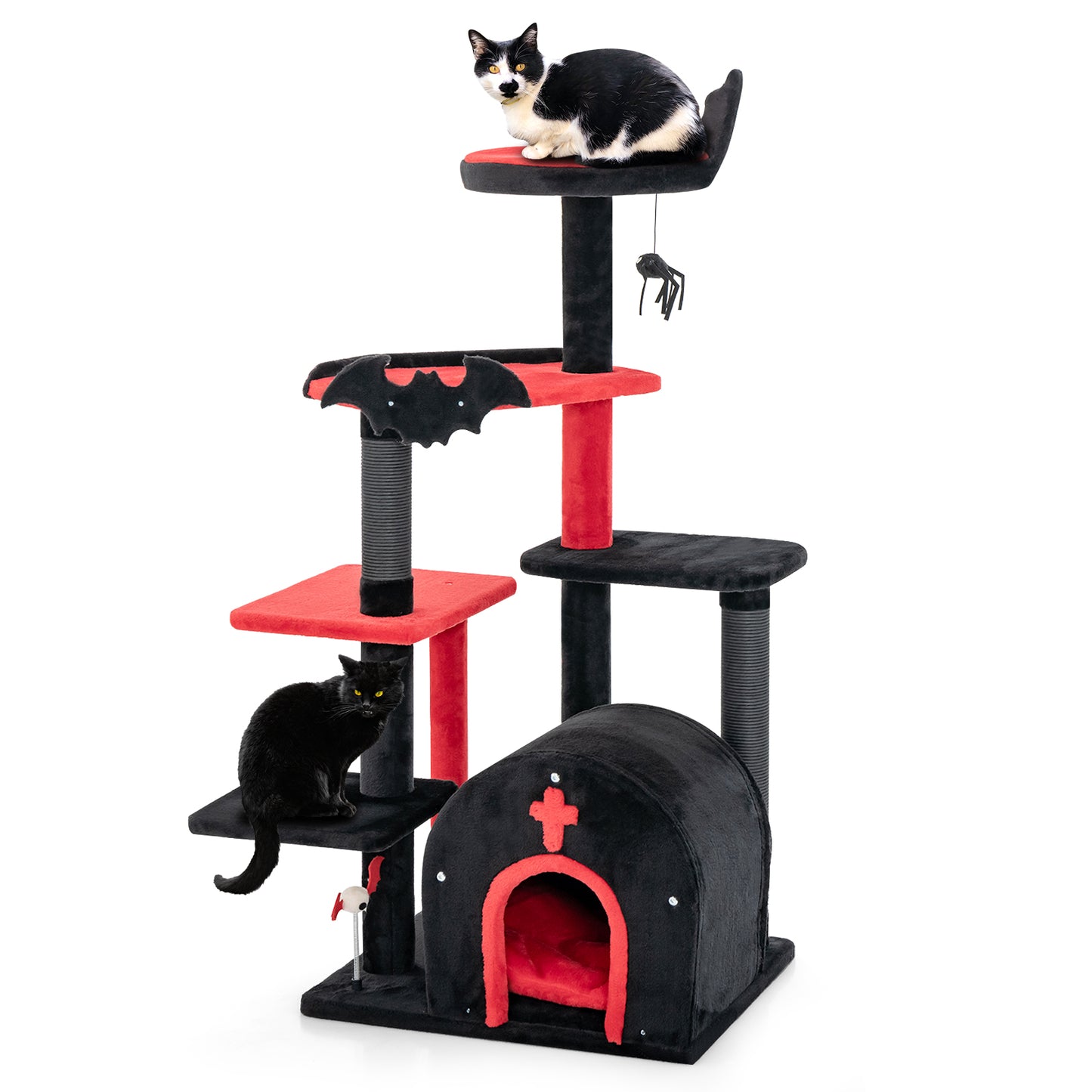 Infans 6-Tier Gothic Cat Tree 53?¡À Tall Cat Tower w/ Cat Bed Arch-Shaped Condo Pompom