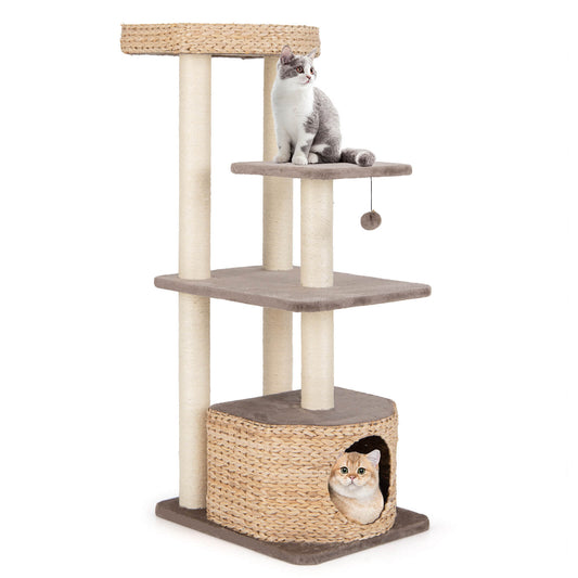 Infans 52 inch Cattail Cat Tower w/ Sisal Scratching Posts Perch Dangling Ball Cat Tree