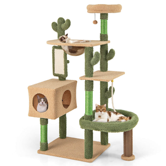 Infans 59 inch Cactus Cat Tree for Indoor Cats w/ Sisal Scratching Posts & Board Condo