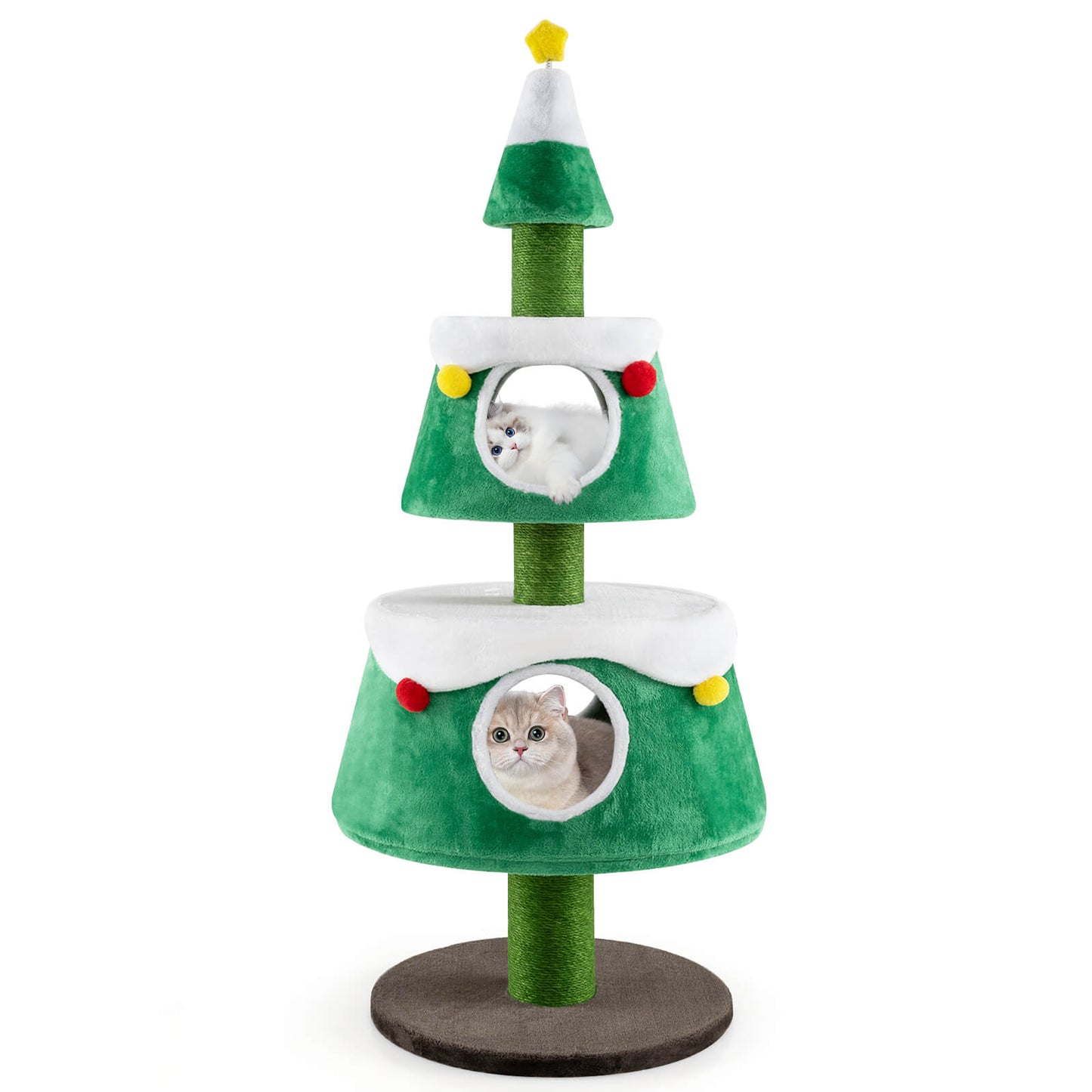 Infans Christmas Cat Tree for Indoor Cats w/ 2 Condos Sisal Scratching Posts Spring Toy