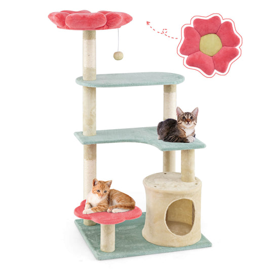 Infans 49inch Flower Pink Cat Tree w/Flower-shaped Soft Perch Sisal Scratching Posts