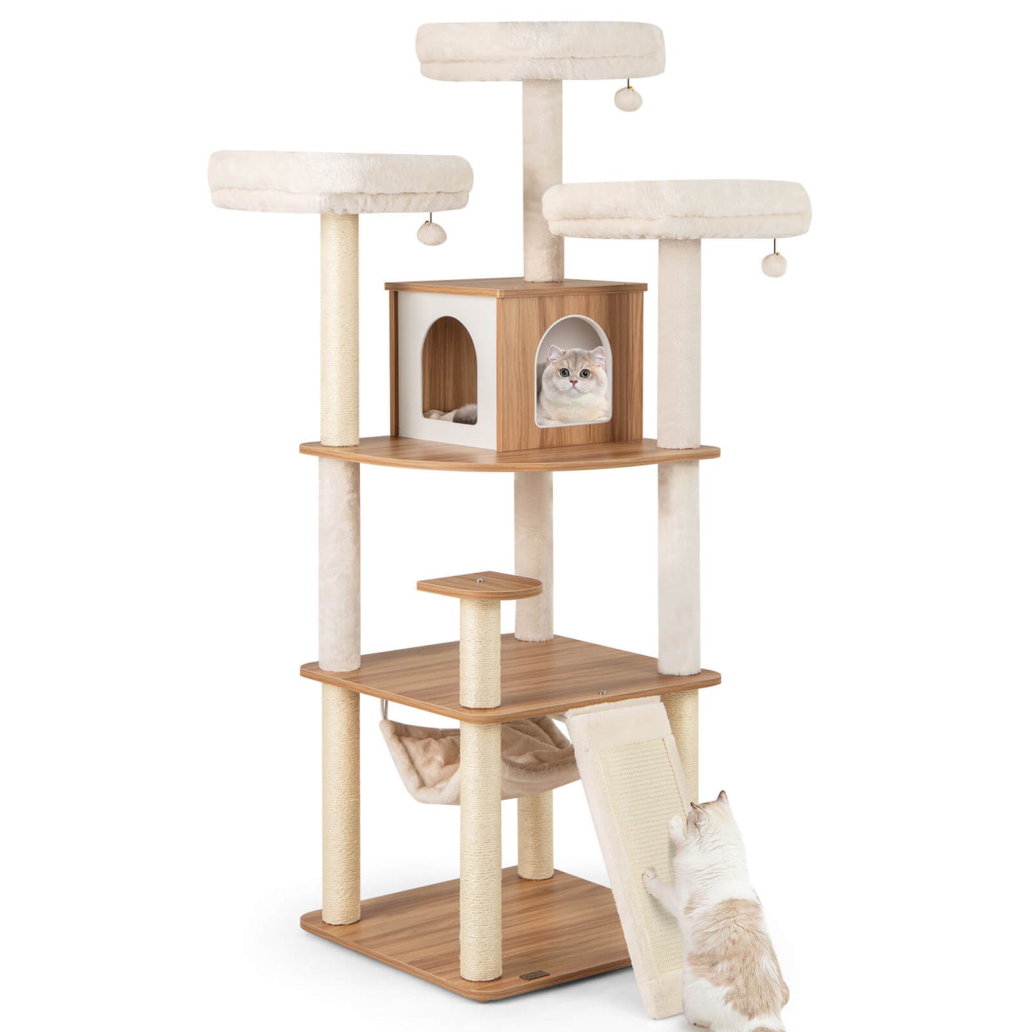 Infans 68inch Large Cat Tower w/ 3 Padded Perches Condo Sisal Scratching Posts & Ramp