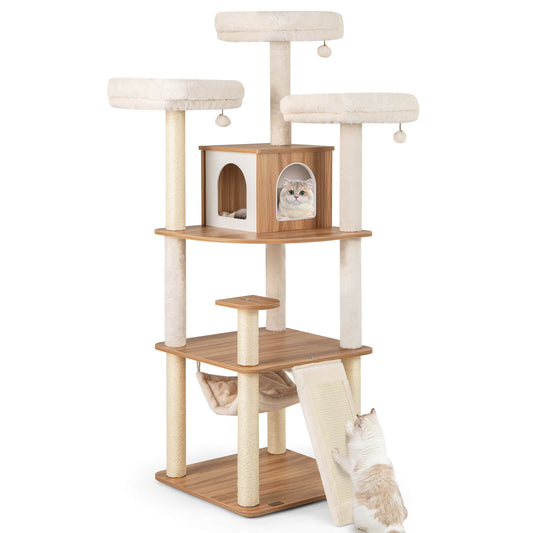Infans 68inch Large Cat Tower w/ 3 Padded Perches Condo Sisal Scratching Posts & Ramp
