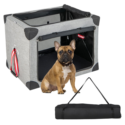 Infans 32 in Portable Folding Dog Crate w/Mesh Mat &Locking Zippers for Cat Carrier Use