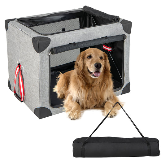 Infans 37 in Portable Folding Dog Crate w/Mesh Mat &Locking Zippers for Cat Carrier Use