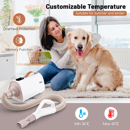 Infans Dog Dryer Pet Hair Blower w/Negative Ion Function LED Screen Temperature Control