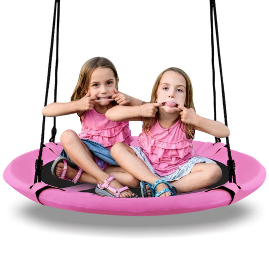 Infans 40 inch Flying Saucer Tree Swing Indoor Outdoor Play Set Kids Christmas Gift Pink